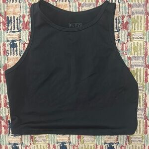 Fleo Black Fitted Crop Tank Top
